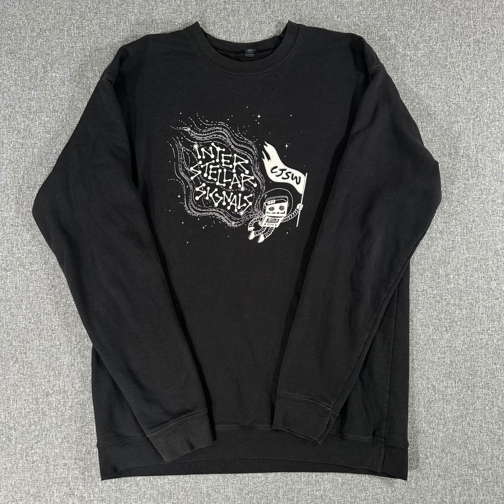 CJSW Radio Interstellar Signals‎ Sweatshirt Mens Medium Black Graphic Crewneck